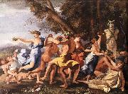 Nicolas Poussin Bacchanal before a Statue of Pan Norge oil painting reproduction
